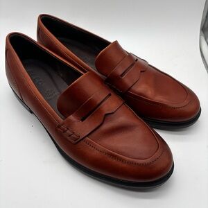 ECCO Dress Classic 15 Penny Loafers Women's Size 9/40 Cognac Slip On Shoes